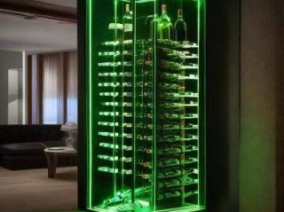 网红酒柜新潮流：绿色灯带点亮你的储酒空间