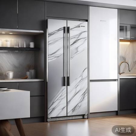 博世大理石面板冰箱，时尚厨房神
