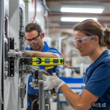 两人配合安装设备