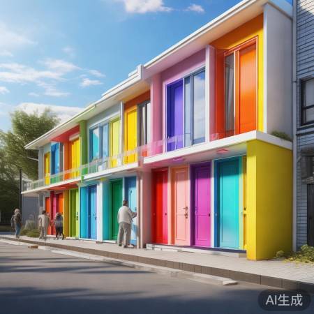 小区防盗门多彩如彩虹