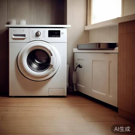 洗衣机旁,垃圾桶适中