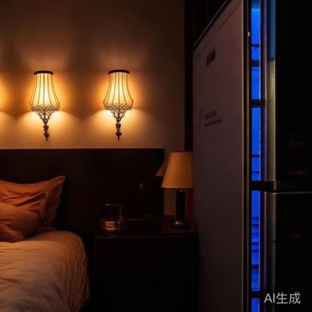卧室灯光柔和，实用美观。
