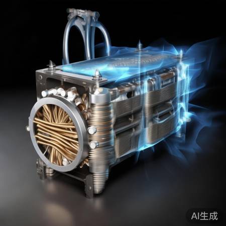 铁芯传递磁通量，实现升压