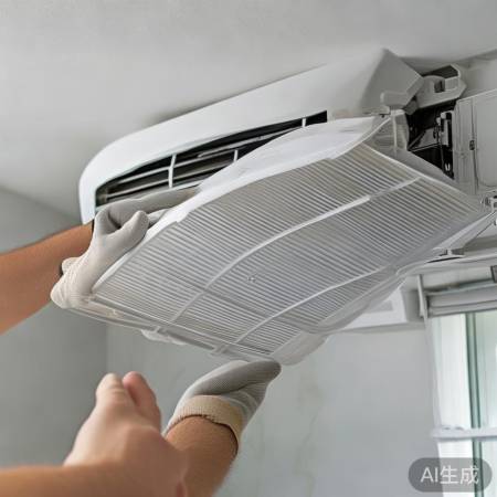 更换空调滤网，方向很重要。