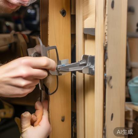 安装锁舌，确保平行