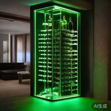 酒柜变潮流装饰，绿光点缀更亮丽