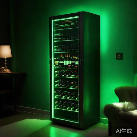 绿色灯带点亮酒柜，温馨护酒又时