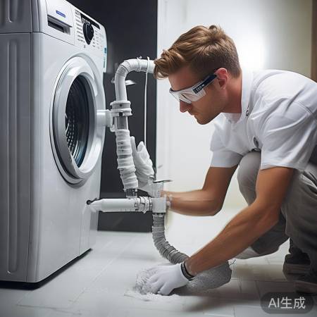 “新水管连接洗衣机，防水胶固牢