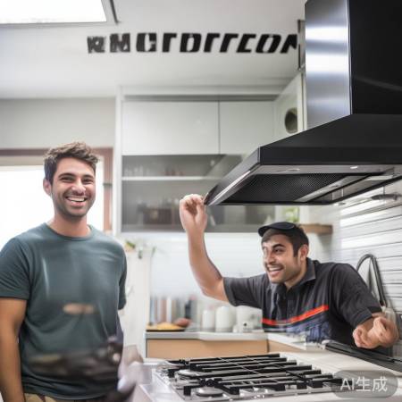 美的油烟机安装快,服务不错