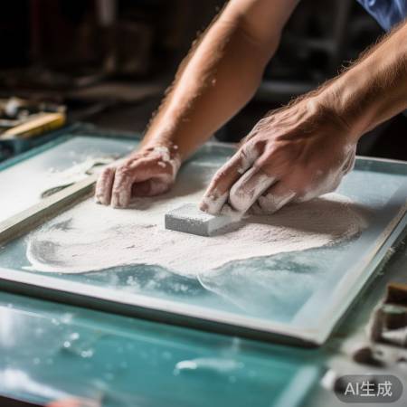 打磨旧胶，涂肥皂水粘新玻璃