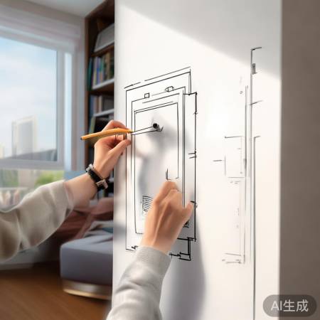 墙上画保险柜轮廓