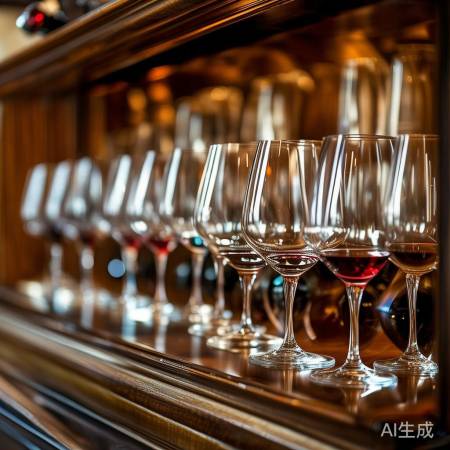 红酒杯如乐团,摆放显雅韵
