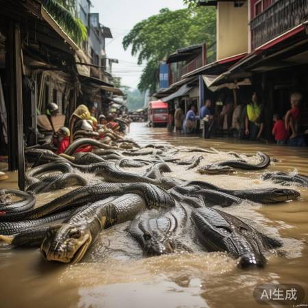 泰国洪灾蛇鳄出没,环保行动刻不