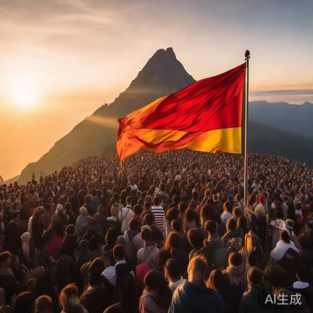 泰山巅升旗盛况